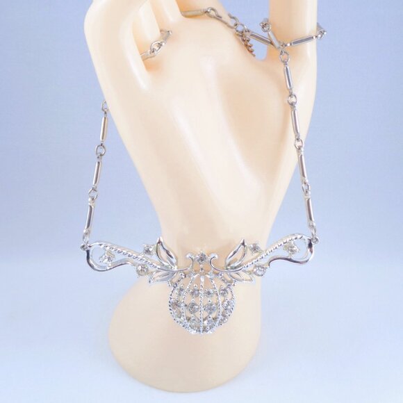 Coro Silver-tone Clear Rhinestone Necklace - Picture 8 of 10